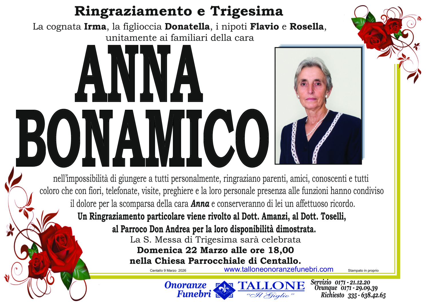 <br />
<b>Warning</b>:  Undefined variable $info in <b>/home/tallone/public_html/ringraziamenti.php</b> on line <b>68</b><br />
Anna Bonamico